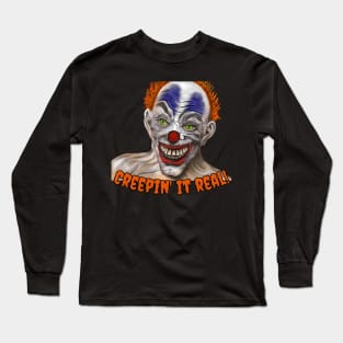 Creepin' it Real Halloween Graphic Design Scary Clown Long Sleeve T-Shirt